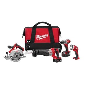 Milwaukee 2691-24 18-Volt Compact Drill, Sawzall Reciprocating Saw, Circular Saw and Worklight... by 