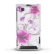 Back Cover for Motorola Devour A555 (Verizon) Snap-On Protector Hard Cover "Artistic Purple Flowers" Design