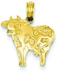 14K Gold Polished Cow Pendant Jewelry FindingKing