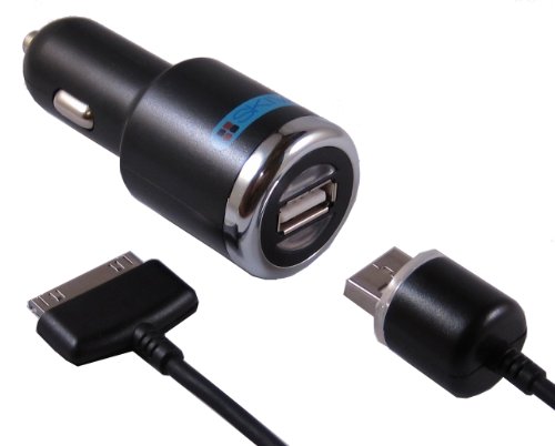Skiva PowerFlow 2.1Amp / 10Watt (Fast) Car Charger for iPhone4, iPad2, iPhone, iPad, & iPod