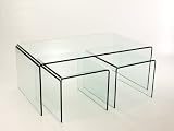 VERONA NEST CURVED BENT GLASS COFFEE TABLE & 2 SIDE TABLES VERONA NEST CURVED BENT GLASS COFFEE TABLE & 2 SIDE TABLES
