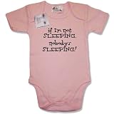 Dirty Fingers - If I'm not sleeping, nobody's sleeping! - Baby & Toddler Short Sleeve Bodysuit / BabyGrow, 0-3 months, Pink