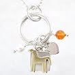 Horse Pendant in Sterling Silver and Brass with Heart and Amber and Pearl Gemstone Beads on an 18" Bead Chain, #8868
