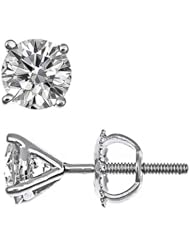 0.4 Carat F Color SI-2 Clarity Natural Round Brilliant Cut Diamond Stud Earrings 4-prong martini Set 14k White Gold