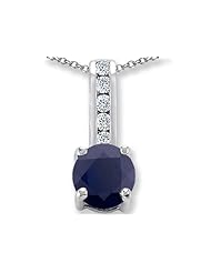 Original Star K (tm) Round 7mm Black Sapphire Pendant in .925 Sterling Silver