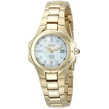 Seiko Ladies Coutura Gold-Tone White Mother Of Pearl Dial 14 Diamonds Watch #SXDB62 by Seiko