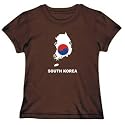 T-Shirt Womens Brown " South Korea - Country Map Color" Countries