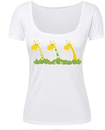 Three Giraffe Women's Deep Cut Scoop Neck T Shirts XXL