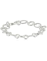 Sterling Silver Open Circle and Twisted Oval Chain Bracelet, 8"
