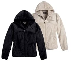 Harley-Davidson&reg; Women's Spirited Hooded Fleece Jacket. Embroidered graphics. Black 98402-10VW; Off White 98403-10VW