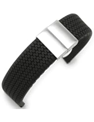 20mm Tire Tread Silicone Watch Band Deployment Clasp for Sport Watch B