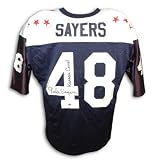 Autographed Gale Sayers Authentic College All Star Jersey Navy Blue With White Shoulders Inscribed Kansas Comet
