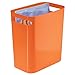 InterDesign Una Rectangular Trash Can with Handles, Waste Basket Garbage Can for Bathroom, Bedroom, Home Office, Dorm, College, 10-Inch, Orange