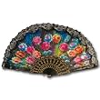 Rich and Vibrant Floral Folding Fan with Lace.WhiteOr Black