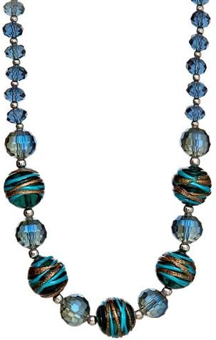 Lova Jewelry "Swirling Blue" Hand-Blown Venetian Murano Glass Necklace