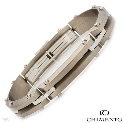 CHIMENTO Made in Italy Fashionable Bracelet Beautifully Designed in Stainless steel and Titanium. Total item weight 27.5g Length 7in