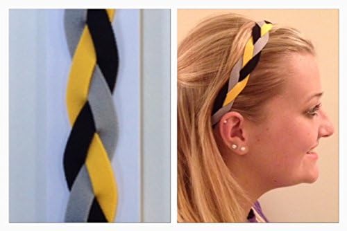 Fabulicious Yellow Black Gray Braided Headband© - NON SLIP Sports Hair Bands
