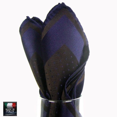 Men's Silk Pocket Square Formal Accessory Navy and Brown