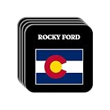 US State Flag - ROCKY FORD, Colorado (CO) Set of 4 Mini-Mousepad Coasters
