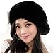 URSFUR Winter Women's Rex Rabbit Beret Hats with Flower