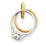 14k Two-Tone Wedding Rings with CZ Charm