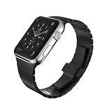 Apple Watch Band, Stainless Steel Kades Link Bracelet Strap Butterfly Closure iWatch Accessory Replacement For Apple Watch (1st Generation, 42mm Black)