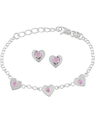 Sterling Silver cubic zirconia Heart Bracelet