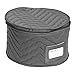 Richards Homewares Set of 4 Micro Fiber Quilted Deluxe Plate Case Dinnerware Storage Organizer for Saucers, Dinner Plates, Dessert Plates, and Salad Plates - Includes Content Label Inserts, Charcoal