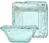Spanish Recycled Textured Glass Large Square Vegetable Bowl 10.5"Dx4"H