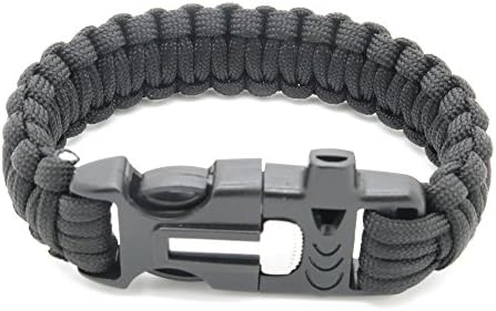 Paracord Bracelet with Emergency Whistle and Fire Starter, Length 8.8 Inch