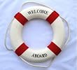 Nautical Welcome Aboard Cloth Life Ring Red 13.5" New - Decoration Only