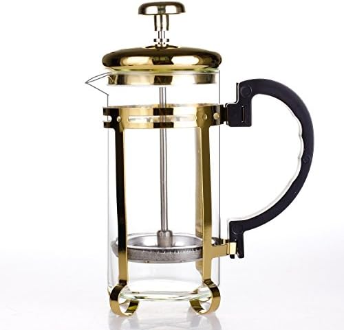 YINGMO French Press 350ml 12 oz 1 Mug Coffee, Espresso & Tea Maker,Stainless Steel Plunger and Heat Resistant Tempered Glass - Gold