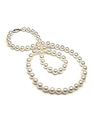 16" AA+ Akoya Cultured Pearl Necklace 6.5x7mm with 14K White Gold Clasp