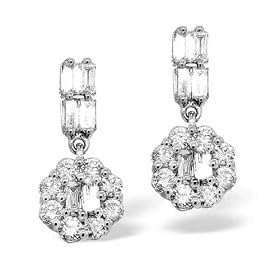 18ct White Gold Diamond Drop Earrings- 1.01ct