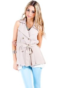 Sleeveless Double Breasted Hi Low Blouse in Light Coffee
