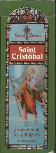 St Christopher Incense - San Cristobal Incensio - PATRON SAINT OF TRAVEL SAFETY - Box with 6 hex tubes - 120 sticks