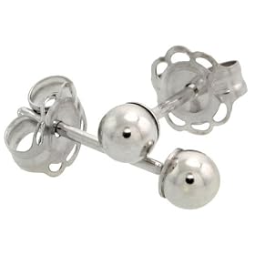 14k White Gold 3mm Ball Stud Earrings