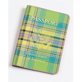 Apple Green Tartan Colors Baekgaard Leather Brights genuine leather embossed passport holder