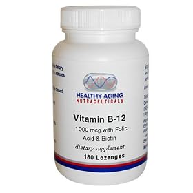 Healthy Aging Nutraceuticals Vitamin B-12 1000 Mcg With Folic Acid & Biotin 180 Lozenges