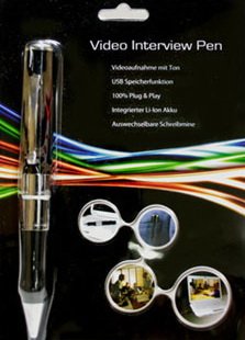 USB Kugelschreiber mit Kamera und Videoaufzeichung 2 GB Speicher Black Edition + RYDGES CARD Spion