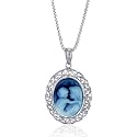 Sterling Silver Cameo Pendant of Mother Holding Child w/ Adjustable Chain