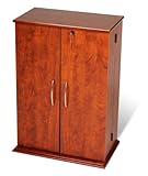 Cherry Finish Small Locking Media Storage Cabinet