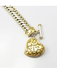 Michou Bali Style  Sterling Silver.925 and Vermeil  Gold Heart Bracelet Adjustable