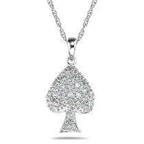 10k White Gold "Spades" Diamond Pendant (1/6 cttw, I-J Color, I2-I3 Clarity)