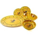 Le Cadeaux Melamine Provence Rooster ~Ceramic design Dinnerware:Plate,Bowl,Platter