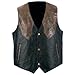 Giovanni Navarre? Hand-Sewn Pebble Grain Genuine Leather Western Style Vest Large (Black with Dark Brown trim)
