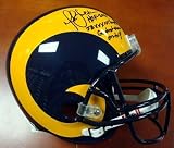 Marshall Faulk Autographed/Hand Signed St. Louis Rams Full Size Helmet HOF 2011, SB XXXIV Champs & G