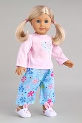 Pinky Pie - Cotton pajama top with flannel caprice and bunny slippers - Doll Clothes for 18 Inch Dolls