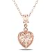 Sterling Silver, Pink Plated Diamond and Morganite Heart Shaped Pendant with Chain, (0.017 cttw, GH 