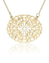 Argento Vivo Sideways Oval Laser Cut Pendant Necklace